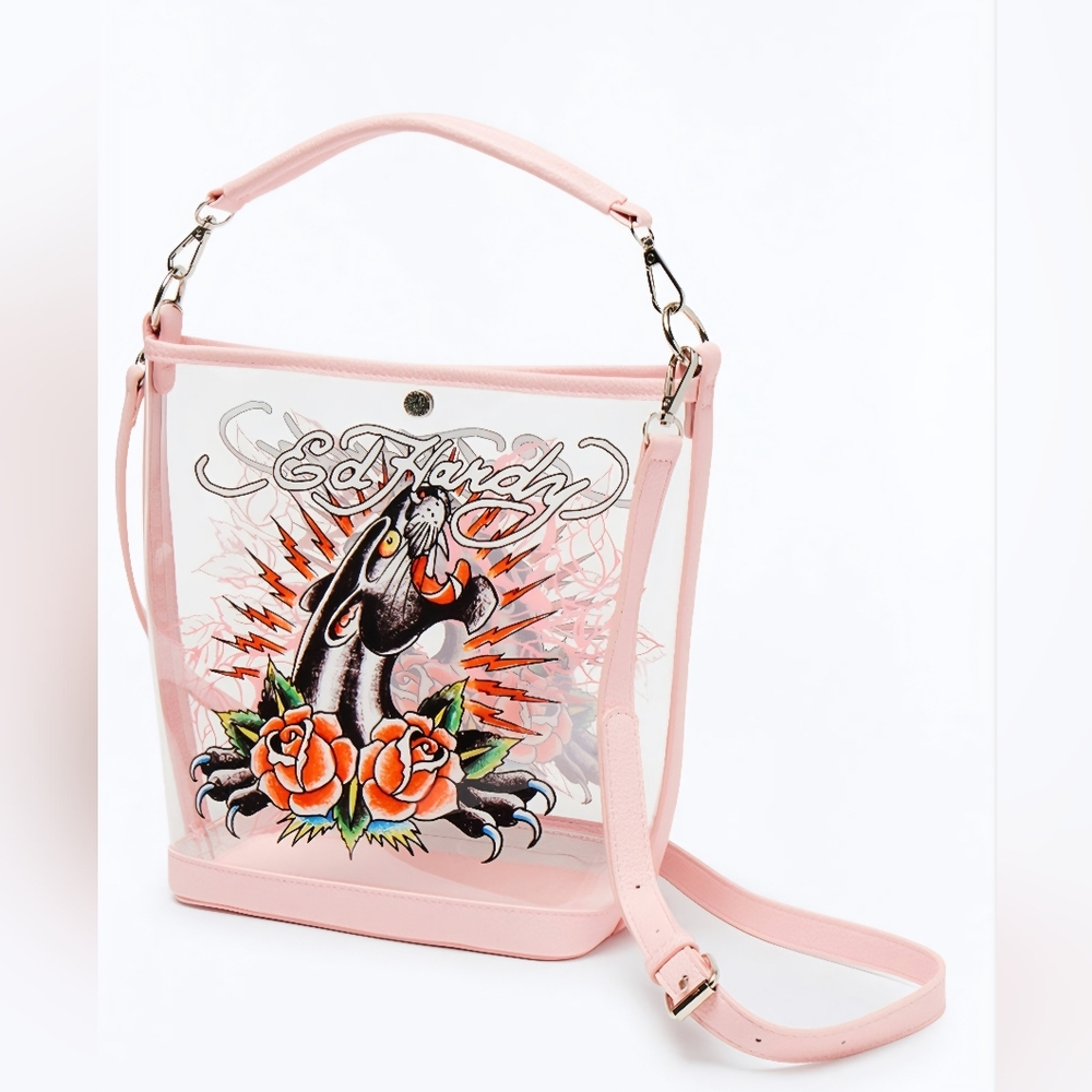 Ed Hardy Faithfully Yours Clear Bucket Bag - Picture 2 of 4